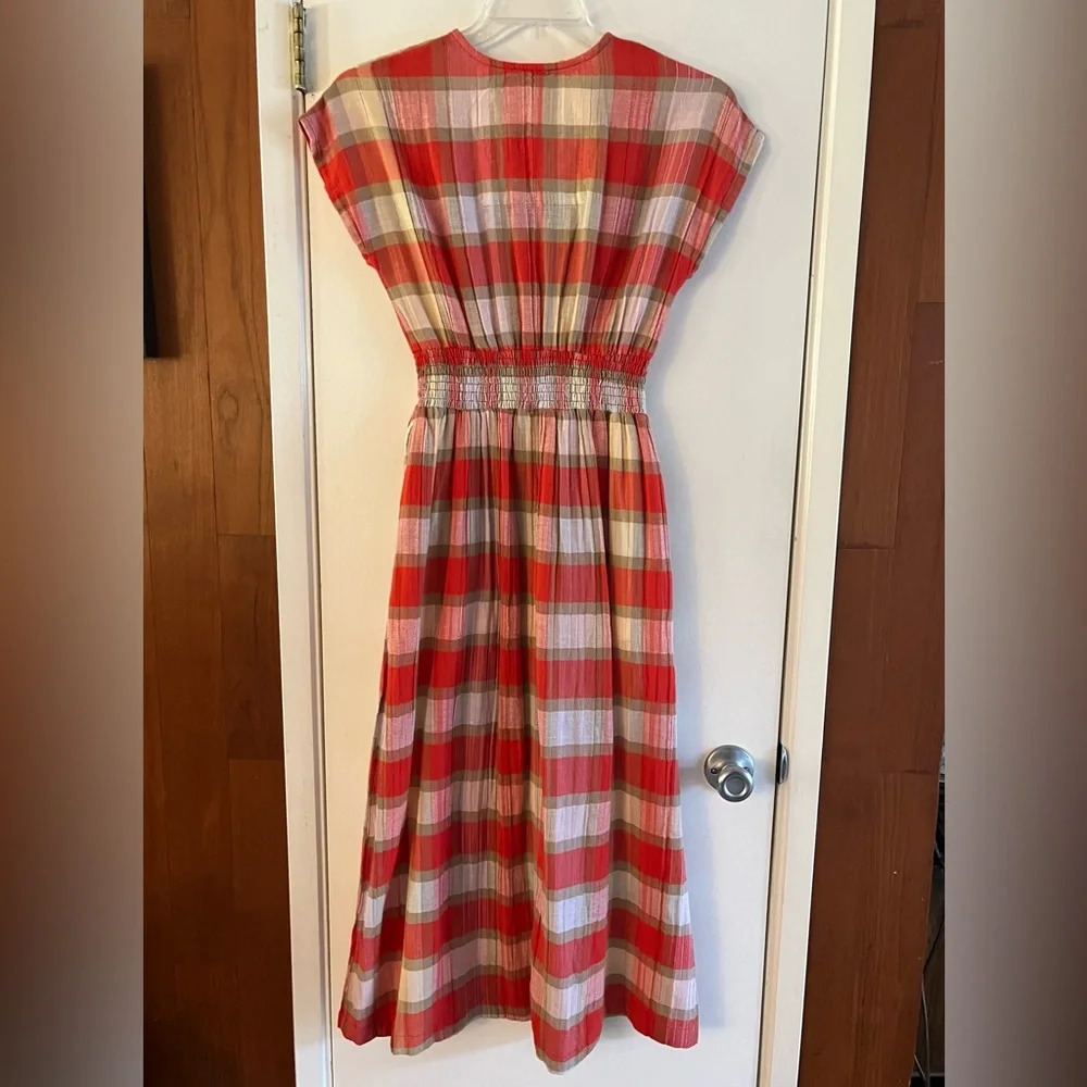 Ace & Jig Faye Picnic Red Plaid Surplus Midi Dress - Picture 3 of 10